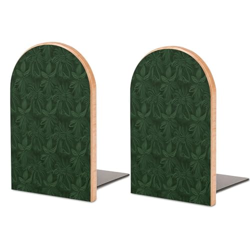 Sujetalibros de madera con patrón floral verde de alta resistencia para despachos 2