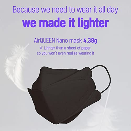 AIRQUEEN 3-Layer Nano-Filter Face Mask for Adults, Black, Lightweight and Breathable Face Mask, Reusable Face Mask