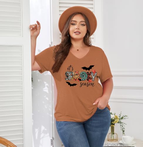 Image of ForHailey Women's Plus Size V Neck Tops Summer Short Sleeve T Shirt