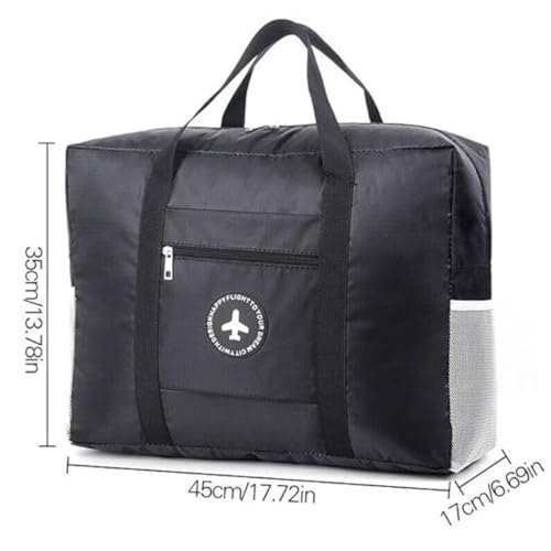 Image of CAVALO Be Unique Travel Duffle Bag for Luggage Spacious with Pockets Foldable Weekender Zipper Bag, Stylish Handbag Carry on Trolley Bag Waterproof Nylon Black 44 x 18 x 35 cm