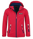  Trollkids Kinder Softshell Jacke Oslofjord , Hellrot / Blau, Größe 140