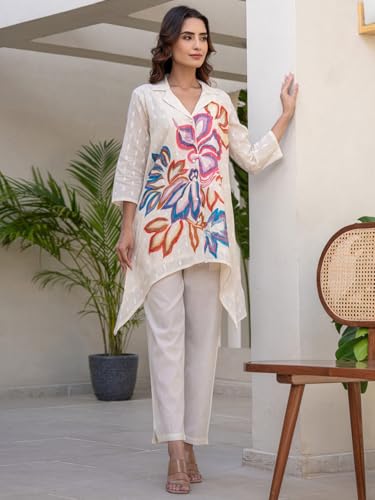 Image of INDO ERA Women's Cotton Ethnic Co-Ord Set | Kurta Pant Set | Stylish Cotton Suit Set for Women,10123