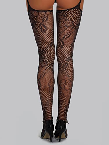 Verdusa Women's Fishnet Stockings Tights High Waist Lace Suspender Pantyhose2