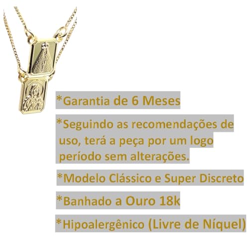 Escapulario Feminino Folheado Nossa Senhora Com Sagrado Coração Jesus