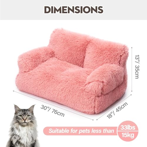 Mewoo Dog Couch, Small Dog Bed with Removable Washable Cover, Cute Cat Couch for Pets, Cat Beds for Indoor Cats with Anti-Slip Bottom (Pink) - Image 3