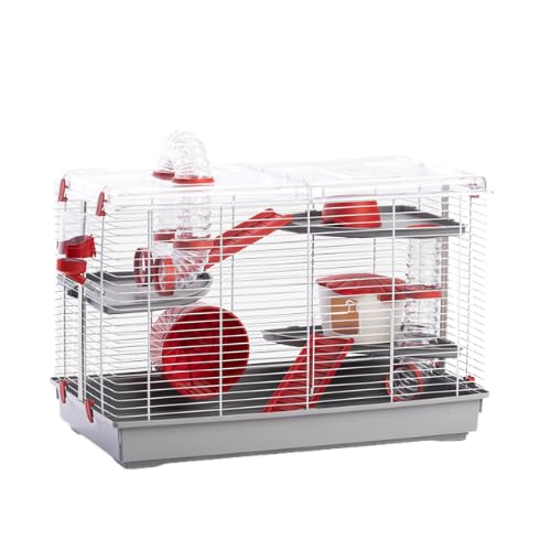 Pet's Market - Gabbia Spinky per Criceto Cavia Roditori Piccoli accessoriata con Tunnel Beverino Ruota Casetta e Scale 58x32x46 cm