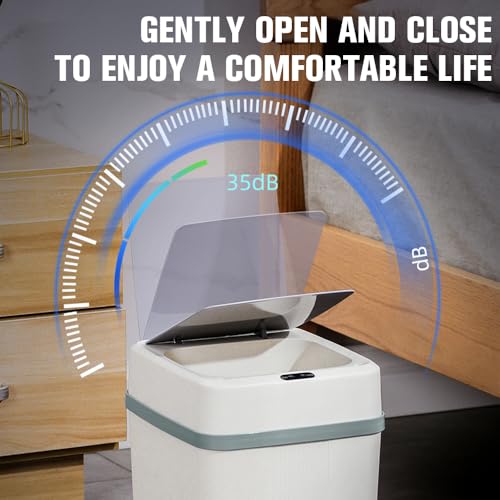 Image of 18L /4.7Gallon Automatic Touchless Garbage Can Bathroom Trash Cans with Lid Automatic Motion Sensor Small Trash Cans, Slim Waterproof Trash Bin for Bedroom, Bathroom, Kitchen,Living Room (Black)
