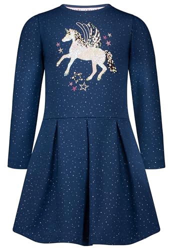 SALT AND PEPPER Girl's Mädchen Kleid mit Einhorn aus Pailletten und Glitzerprint Dress, Blue (Insignia Blue), 92-98 cm SALT AND PEPPER Girl's Mädchen Kleid mit Einhorn aus Pailletten und Glitzerprint Dress, Blue (Insignia Blue), 92-98 cm