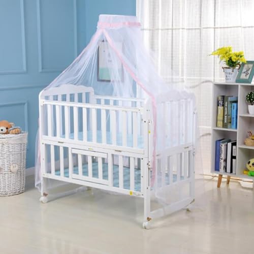 Vawolecy Baby Infant Hanging Mosquito Net,Toddler Dome Canopy Bed Netting, Palace-Style Crib Bedding Breathable Mesh（No Stand）