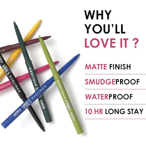 Image of Glam21 Peppy Vibes Eyeliner |Matte Finish Stays up to 10 Hours | Smudge-Proof & Water-Proof | Long Lasting Eyeliner | Precision application | Pack of 2, 0.4gm Each (Flamingo & Midnight)