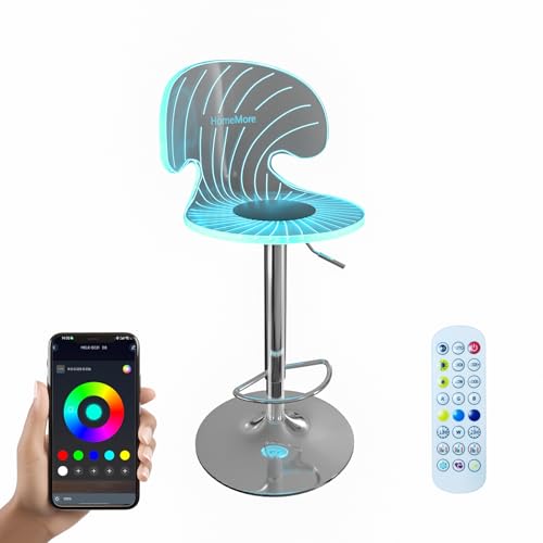Butaco LED con altura ajustable y giro, moderno con iluminación RGB para barra o cocina HOMEMORE miniatura 1
