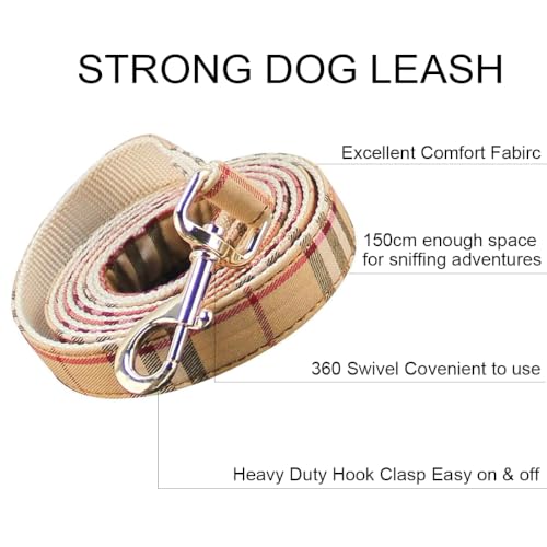 Cute Plaid Dog Collar Harness and Leash with Safety Buckle - Adjustable and No Pull Comfortable Dog Collars for Small Puppy, Stylish Durable Gift for Boy Girl Pets - Image 4