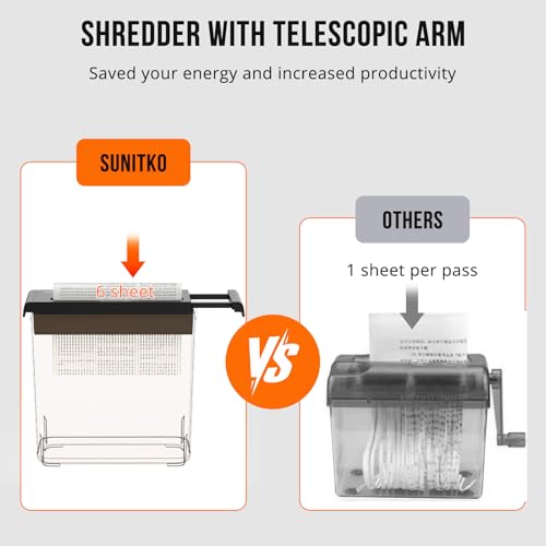 Suntiko Small Paper Shredder for Home, 6 Sheet Strip Cut Paper Shredder CS522S の商品画像 7
