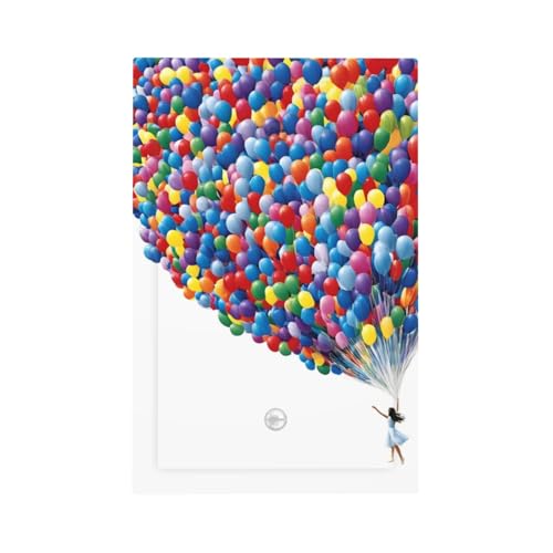 Decorative Switch Covers Plate Girl Holding Colorful Balloons 1 Gang No Device Single Blank Outlet Covers Wall Plate Cover Light Switch Plate Electrical Faceplate for Bedroom Home Decor