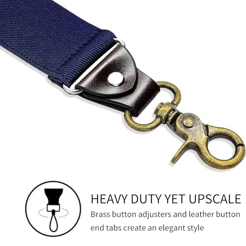 Image of Suspenders for Men, Adjustable Suspenders Gold Clip with Elastic Straps Y-Back Construction Heavy Duty for Work