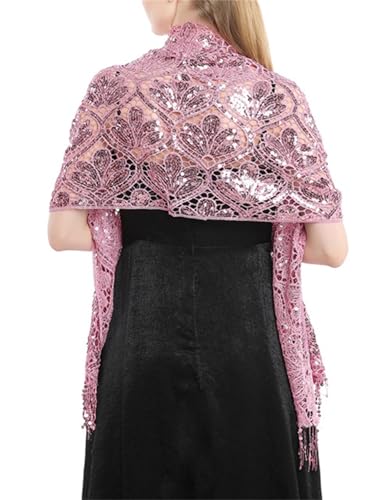 Gold Sequin Shawl Women Elegant Evening Wrap Tassels Mesh Dressy Cape Formal Elegant Wedding Cocktail Party Sparkly Stole3
