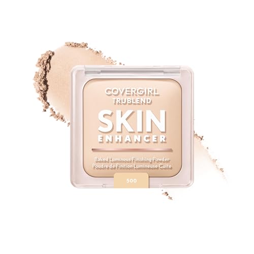 COVERGIRL TruBlend Skin Enhancer Baked Luminous Finishing Face Powder with Hyaluronic Acid and White Rose Extract Sheer & Buildable - 500 Sugar Cookie