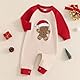 Xeadoffubio Baby Unisex Weihnachten Jumpsuit Lebkuchen Weihnachtsmann Stickerei Jumpsuit Langarm Rundhals Weihnachtsmotive Druck Strampler Baby Jungen Mädchen Weihnachten Overalls (Rot-A, 0-3 Months)