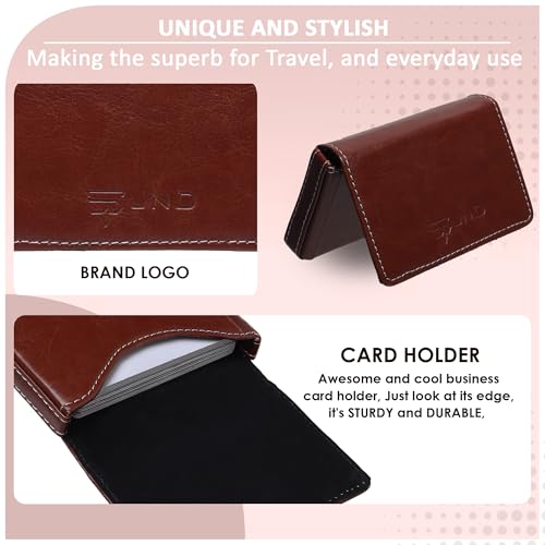 Image of JnD Notebook Card Holder Wallet - Slim, Multi-Functional, Premium Leather, RFID Blocking, Secure Closure, Compact, Durable, Stylish (TAN)