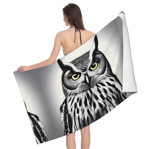 sttnnper Colorless Owl Print Microfiber Bath Towels – Soft, Absorbent, and Versat