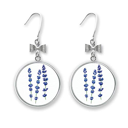 Pendientes de lazo con diseño de flor de lavanda azul