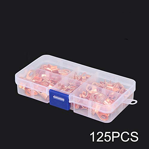 Davitu 125pcs Copper Battery Cable Connector Terminal Open Lugs Wire Terminals Davitu OT 5A 10A 20A 30A 40A - (Color: With Box)