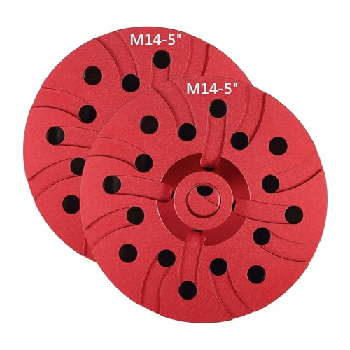 2-teilig Klett-Schleifteller Metal Schleifplatte M14 Gewinde-Klett-Pad für Winkelschleifer-/polierer zum Schleifen von Holz, Polieren von Autos und Finishing (Rot)