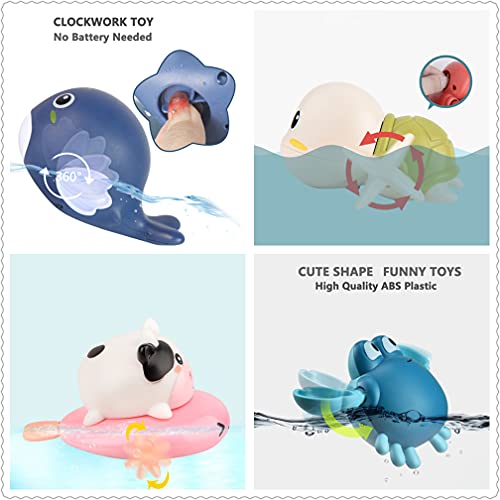 Bath Toy,Cute Animal Clockwork Bathtub Swimming Pool Toy,Baby Bath Toys for Toddlers 1-3, Boys & Girls Water Bath Toy Set,5 Pack - Thumbnail 5