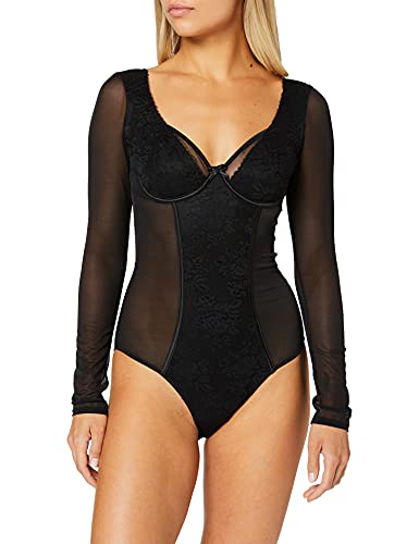 Pour Moi? Women's Muse Long Sleeve Underwired Body Bodysuit, Black), ((Size:36DD)