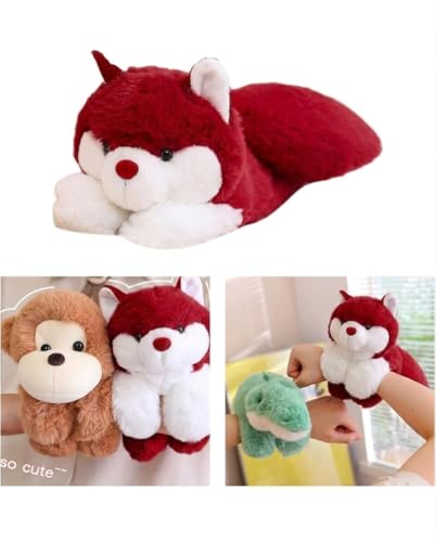 Image of Cute Panda Fox Monkey Slap Bracelet Plush Toy - Soft Stuffed Animal Wristband for Kids & Adults, Adjustable Snap Wrist Plush, Fun Gift, Curtain Holder, Stress Relief Toy