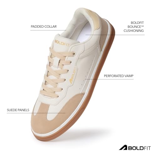 Image of Boldfit Sneakers for Men Casual Stylish Sneakers for Man with Premium PU Leather Upper, Cushioned Insole, Padded Collar, Breathable Lining & TPR Grip Sole Everyday Wear Shoes for Men Klunys