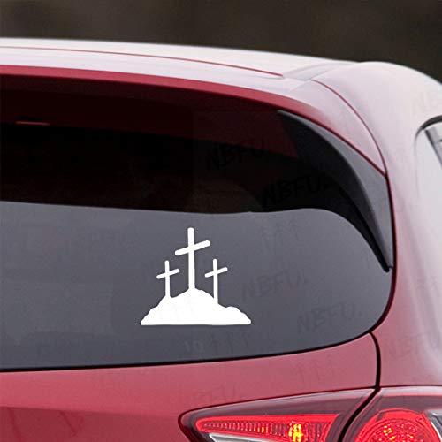Image of Calvary Crosses Christian Jesus (White) (Set Of 2) Premium Waterproof Vinyl Decal Stickers For Laptop Phone Accessory Helmet Car Window Bumper Mug Tuber Cup Door Wall Decoration