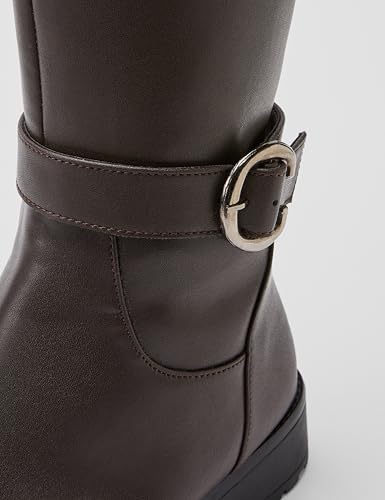Image of ELLE Women Tan Brown Solid High-Top Block Heel Regular Boots