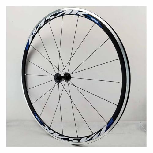 ロードバイク前輪 700C C/V ブレーキホイールセット、9*100mm クイックリリース、30mm アルミニウム合金二重壁バイクリム、20 穴(Black Blue)