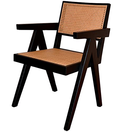 Sedia con braccioli in legno colore nero