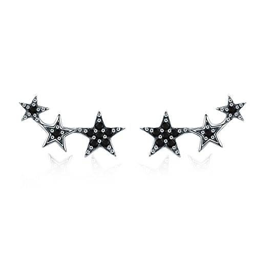 Boucles d'oreilles étoile noir argent 925 le cadeau femme idéal
