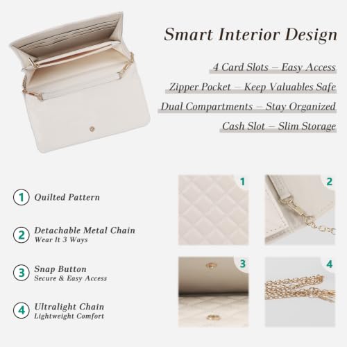 Image of U+U Small Crossbody Bags for Women, Cell Phone Purse Mini Clutch Bag with Removable Chain, Card Slots - Lightweight Purse