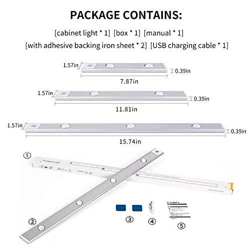 Xpesuvc Under Cabinet Lights Led Motion Sensor Light Indoor, Usb Rechargeable Closet Light, 3 Light Modes Stepless Dimming Hill Light, 6500K Night Light For Closet Cabinet Kitchen (15.74In/2 Packs) #TOP5