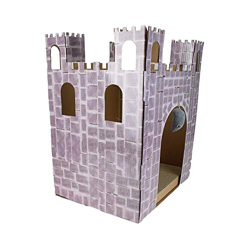 Rascador tipo castillo para gatos con juguete y catnip miniatura 2