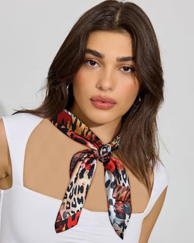 AWAYTR 27.5” Square Satin Head Scarf Hair Scarf for Women's Hair Silk Bandana for Women Silk Head Wrap for Sleeping3