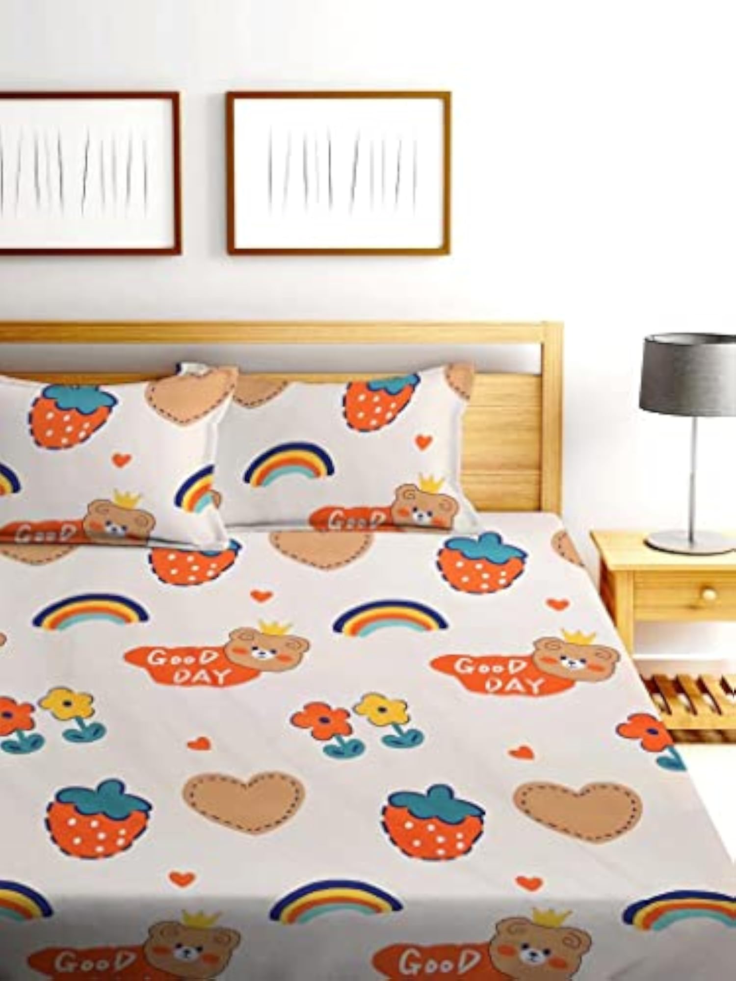 Glace Cotton 160 TC Kids Printed King Size Single Bed Sheet