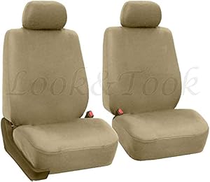 Look&Took Pure Cotton Front Towel seat Cover for Ford EcoSport 1.5L TDCi Titanium Plus (Beige)