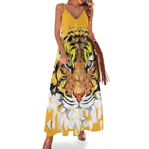 Robe longue dore fluide sans manches robe maxi chic de plage