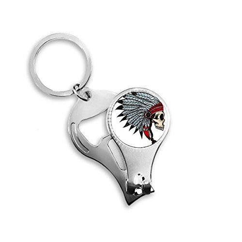 Porte-clés multifonction bague pince à ongles tête de mort