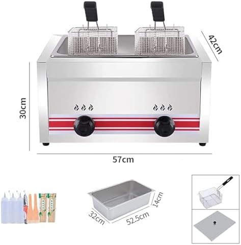 High-Volume Commercial Gas Fryer - Stainless Steel Dual Tank for Perfect Fried Chicken & Potato Chips - Heavy-Duty Performance & Easy Cleaning