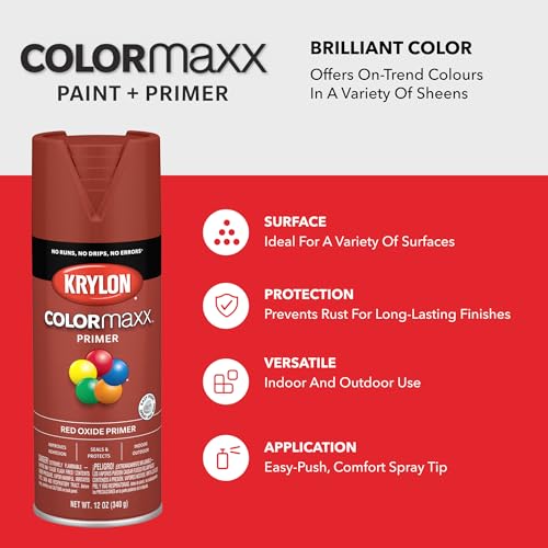 Image of Krylon K05583007 COLORmaxx Spray Paint, Aerosol, Red Oxide
