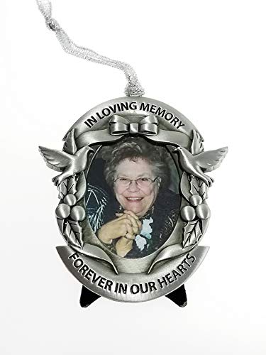 Memorial Christmas Ornament in Gift Box - Remembrance Hanging Photo Ornament with Easel