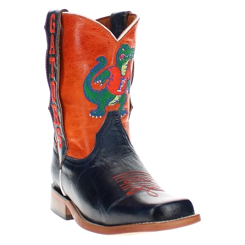 Vaccari Kids Dakota Genuine Leather Mascot Embroidery Square Toe Officially Licensed NCAA League Toddler/Kids Boots