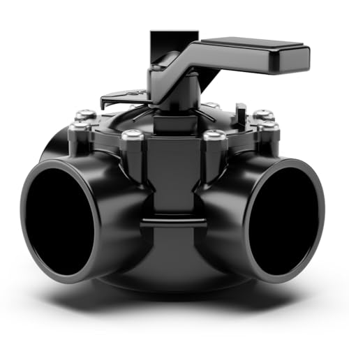 FibroPool Swimming Pool Diverter Valve - 1 1/2 Inch - 3 Way - Positive Seal & Non Lube Replacement Valve for Pools and Spas Black