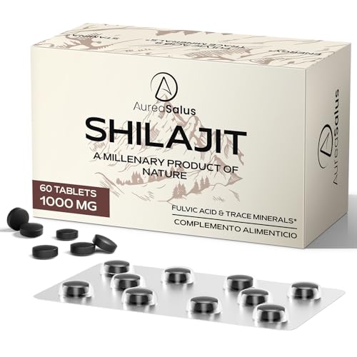 Shilajit Tabletas 30.000 mg, 60 unidades de Shilajit tabletas del Himalaya (1000 mg por porción), ricas en más de 85 minerales y ácido fúlvico, más conveniente que la resina Shilajit (60 tabletas)
